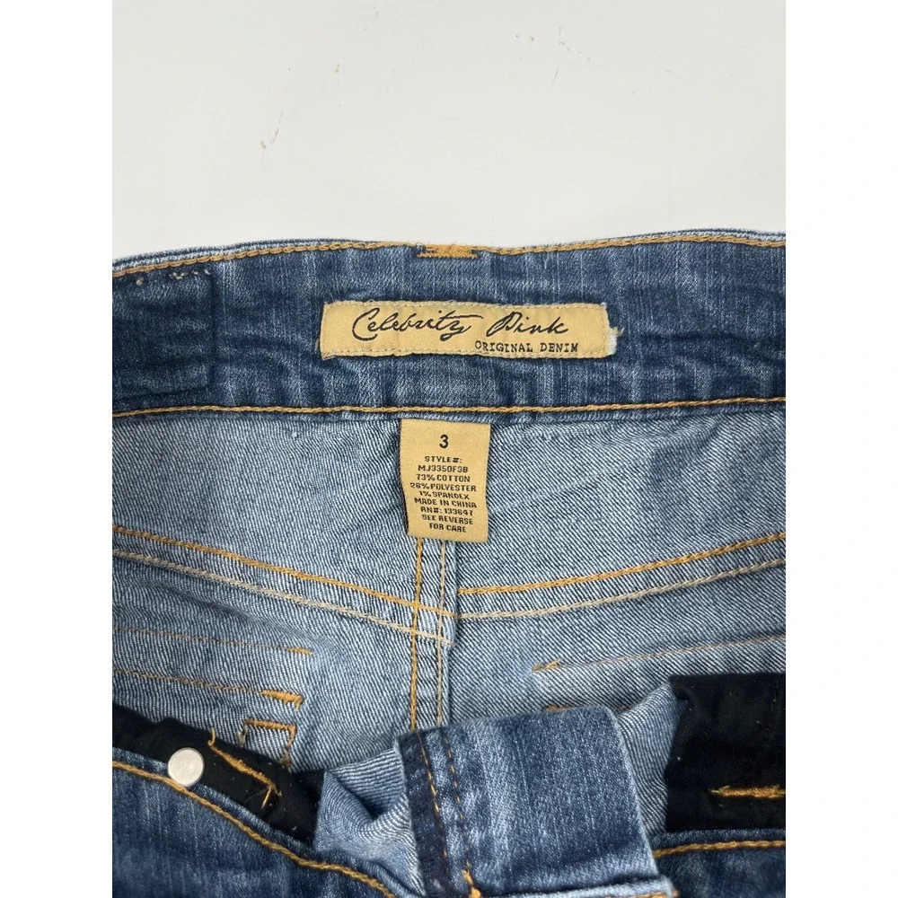 Celebrity Pink Womens Blue Denim Cutoff Shorts Size 3 MJ3350F3B Mid Rise Stretch